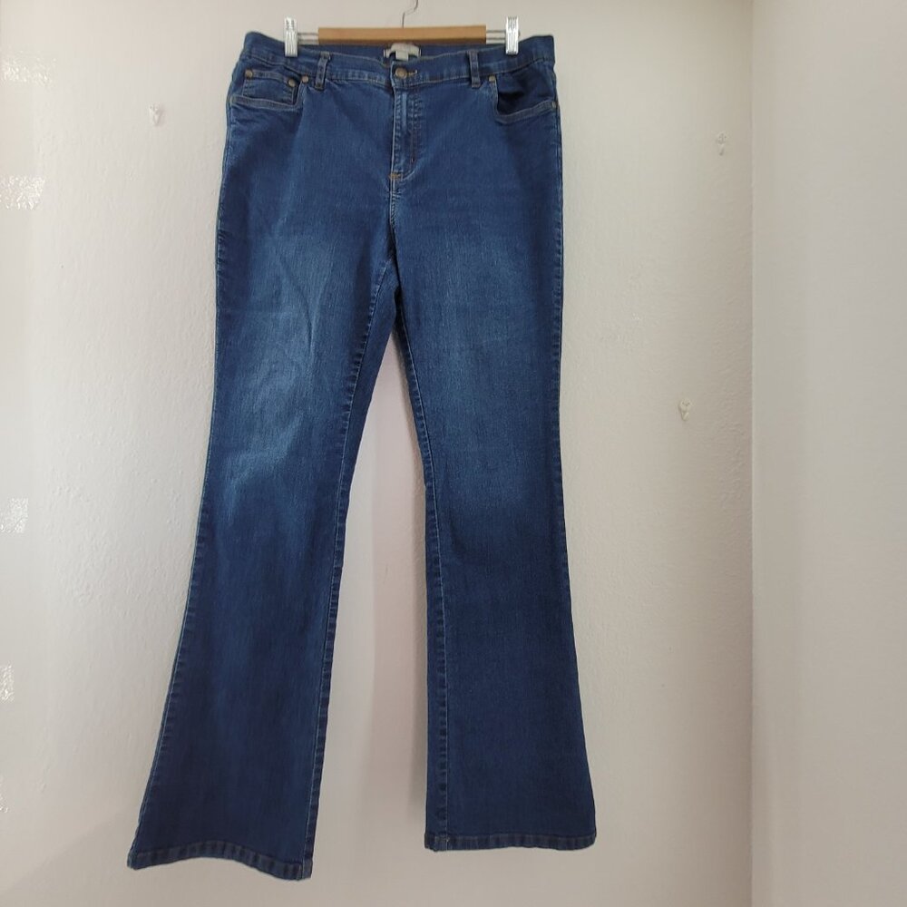 Woman Within Jeans Women's 14 Tall Blue Bootcut Midrise 5 pocket stretch